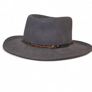 Sheplers by Bailey 100% Wool Fedora Hat XL Gray Western Style Made in USA